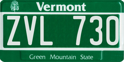 VT license plate ZVL730
