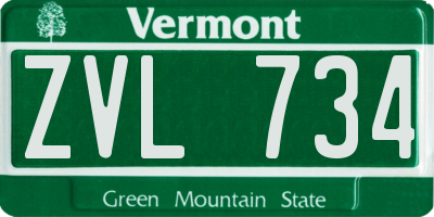 VT license plate ZVL734