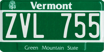 VT license plate ZVL755
