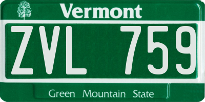 VT license plate ZVL759