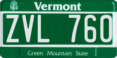 VT license plate ZVL760
