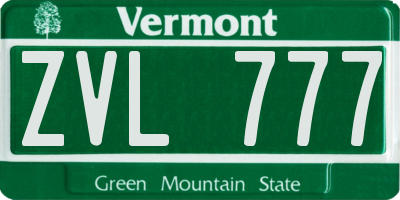 VT license plate ZVL777