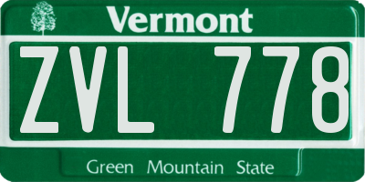 VT license plate ZVL778