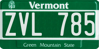 VT license plate ZVL785