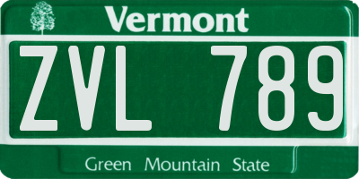 VT license plate ZVL789