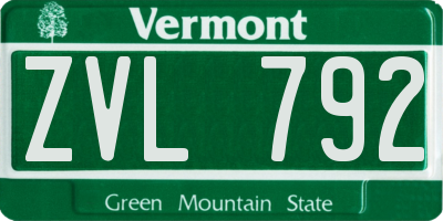 VT license plate ZVL792