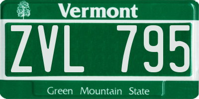 VT license plate ZVL795