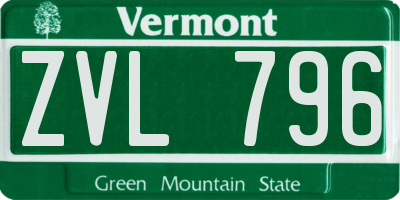 VT license plate ZVL796