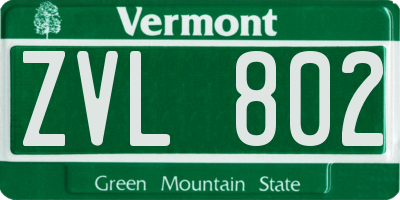 VT license plate ZVL802