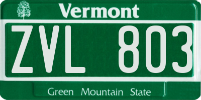 VT license plate ZVL803