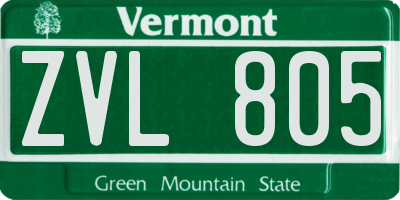 VT license plate ZVL805