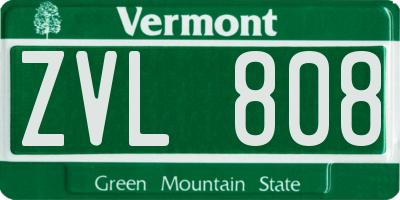 VT license plate ZVL808