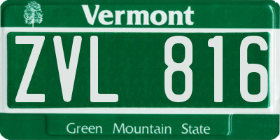 VT license plate ZVL816