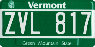 VT license plate ZVL817