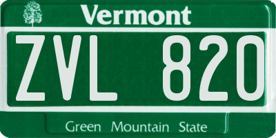 VT license plate ZVL820