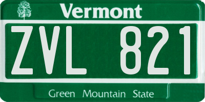 VT license plate ZVL821