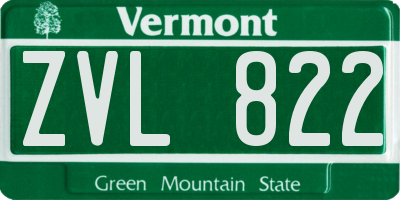 VT license plate ZVL822