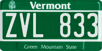 VT license plate ZVL833