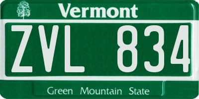 VT license plate ZVL834
