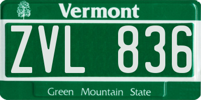 VT license plate ZVL836