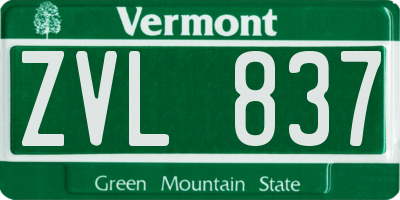 VT license plate ZVL837