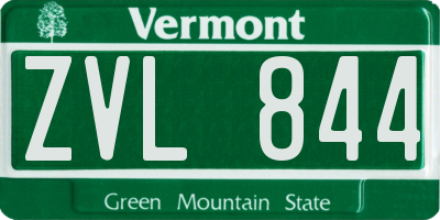 VT license plate ZVL844