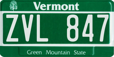 VT license plate ZVL847