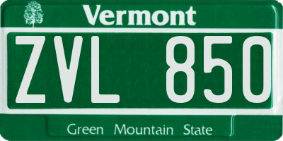 VT license plate ZVL850