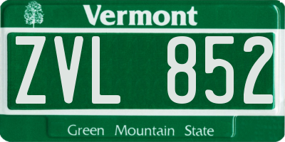 VT license plate ZVL852