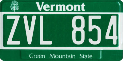 VT license plate ZVL854