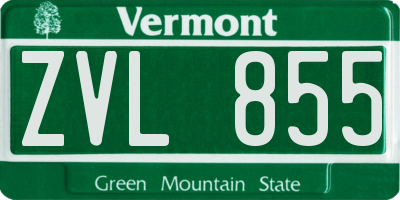 VT license plate ZVL855