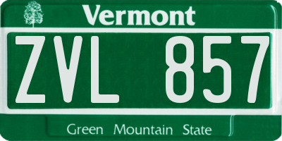 VT license plate ZVL857