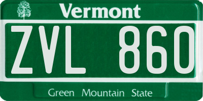 VT license plate ZVL860