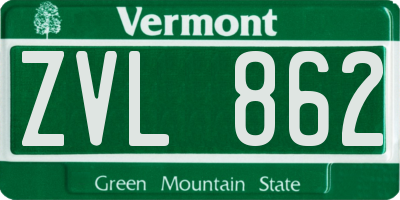 VT license plate ZVL862