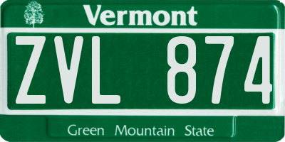 VT license plate ZVL874