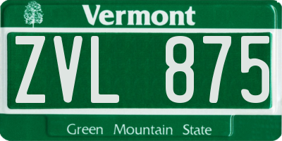 VT license plate ZVL875
