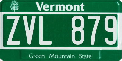 VT license plate ZVL879