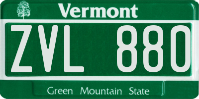 VT license plate ZVL880