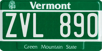 VT license plate ZVL890