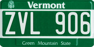 VT license plate ZVL906