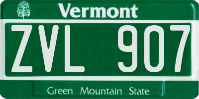 VT license plate ZVL907