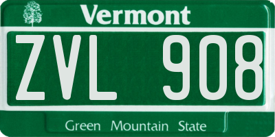 VT license plate ZVL908