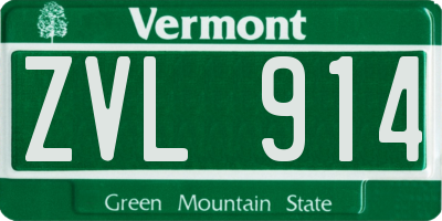VT license plate ZVL914