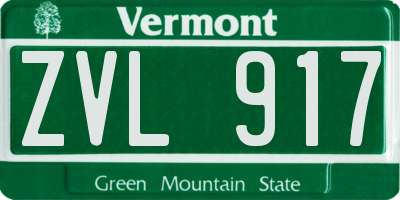 VT license plate ZVL917