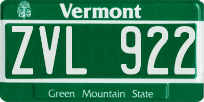 VT license plate ZVL922