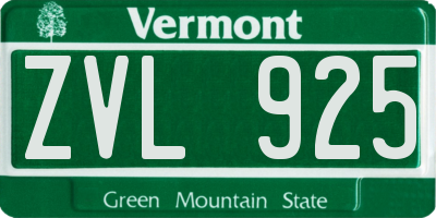 VT license plate ZVL925