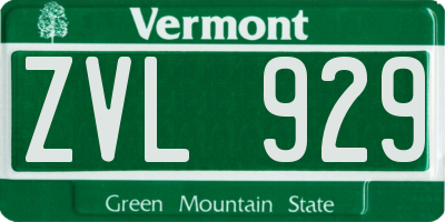 VT license plate ZVL929