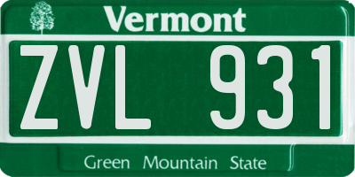 VT license plate ZVL931