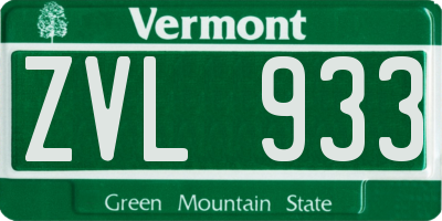 VT license plate ZVL933