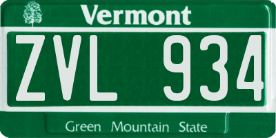 VT license plate ZVL934